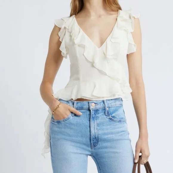 SLEEVELESS RUFFLE TOP - Picture 1 of 7
